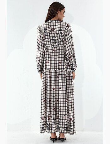 Vestido largo estampado con cuello de pico bdart