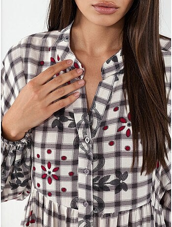 Vestido largo estampado con cuello de pico bdart