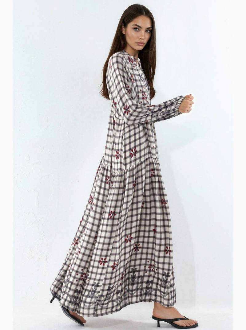 Vestido largo estampado con cuello de pico bdart Malva chiaro - Kiabi