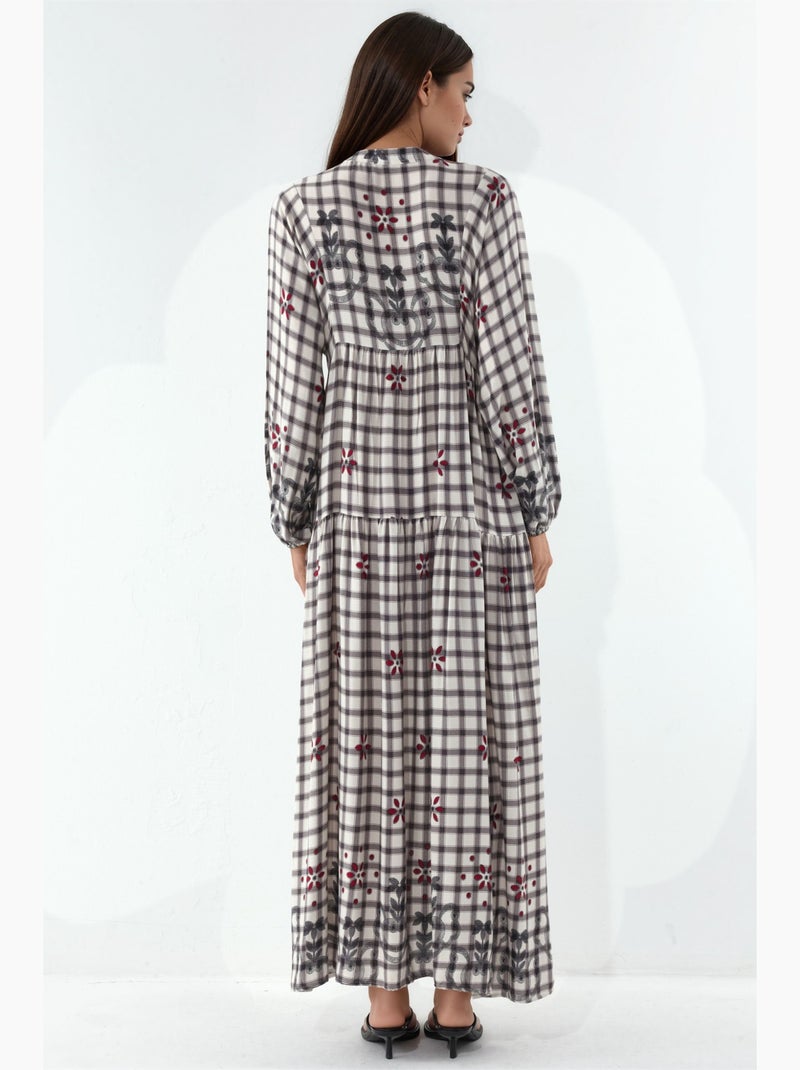 Vestido largo estampado con cuello de pico bdart Malva chiaro - Kiabi