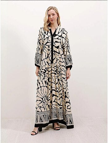 Vestido largo estampado con cuello de pico bdart