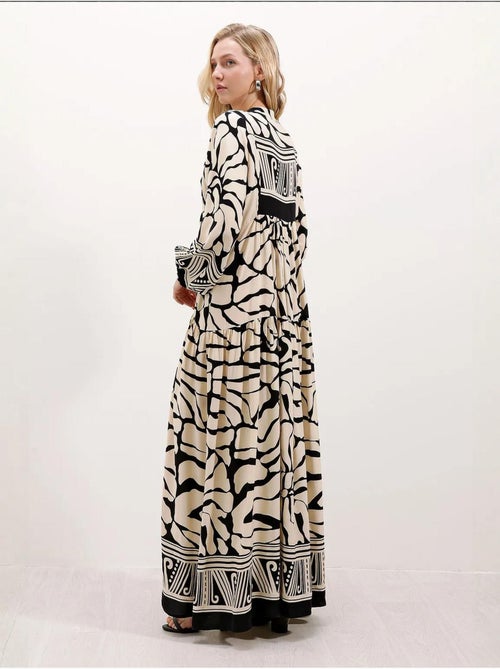 Vestido largo estampado con cuello de pico bdart - Kiabi