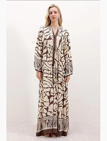 Vestido largo estampado con cuello de pico bdart
