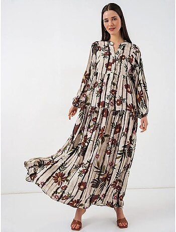 Vestido largo estampado con cuello de pico bdart