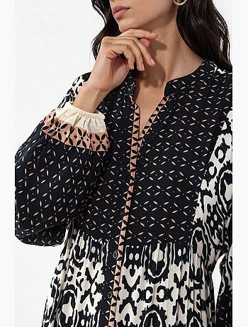 Vestido largo estampado con cuello de pico bdart