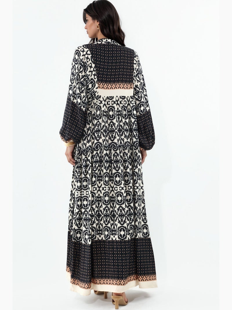 Vestido largo estampado con cuello de pico bdart Nude - Kiabi