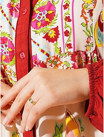 Vestido largo estampado con cuello de pico bdart