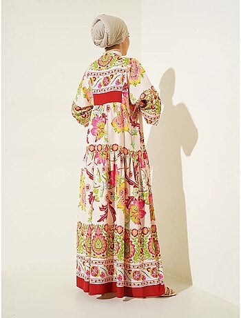 Vestido largo estampado con cuello de pico bdart