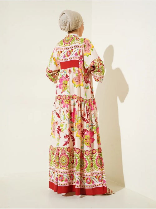 Vestido largo estampado con cuello de pico bdart - Kiabi Vestido largo estampado con cuello de pico bdart - Kiabi