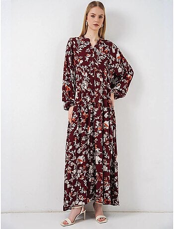 Vestido largo estampado con cuello de pico bdart