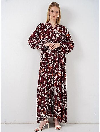 Vestido largo estampado con cuello de pico bdart
