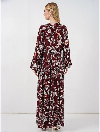 Vestido largo estampado con cuello de pico bdart