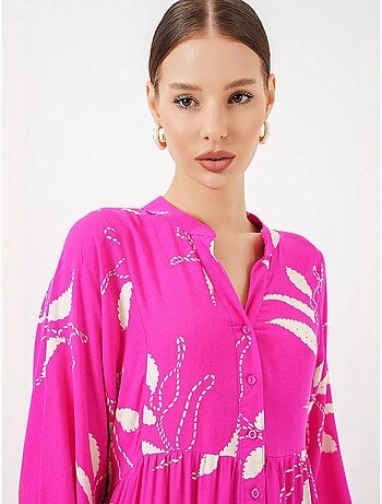 Vestido largo estampado con cuello de pico bdart