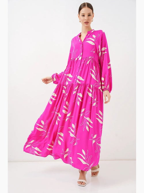 Vestido largo estampado con cuello de pico bdart - Kiabi Vestido largo estampado con cuello de pico bdart - Kiabi