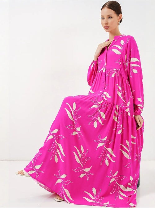 Vestido largo estampado con cuello de pico bdart - Kiabi Vestido largo estampado con cuello de pico bdart - Kiabi