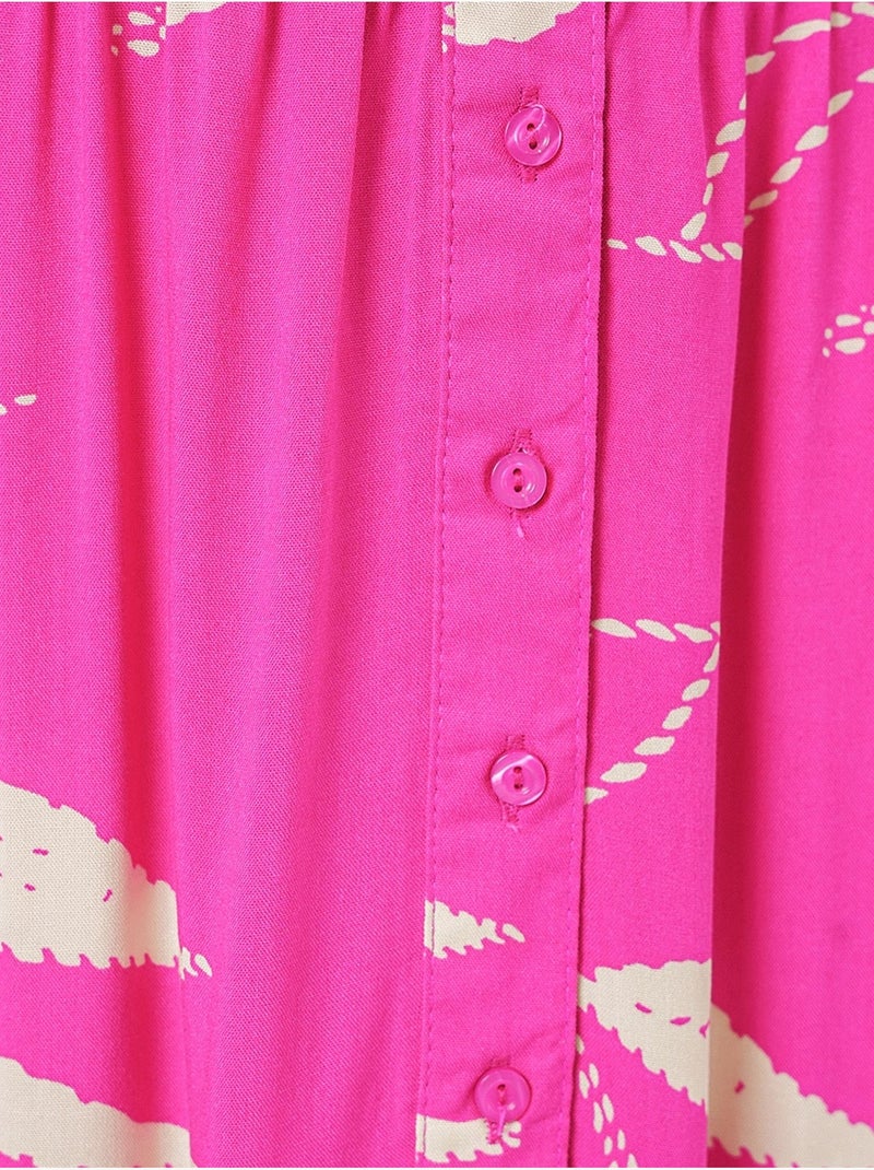 Vestido largo estampado con cuello de pico bdart Rosa fluo/Solinotes - Kiabi