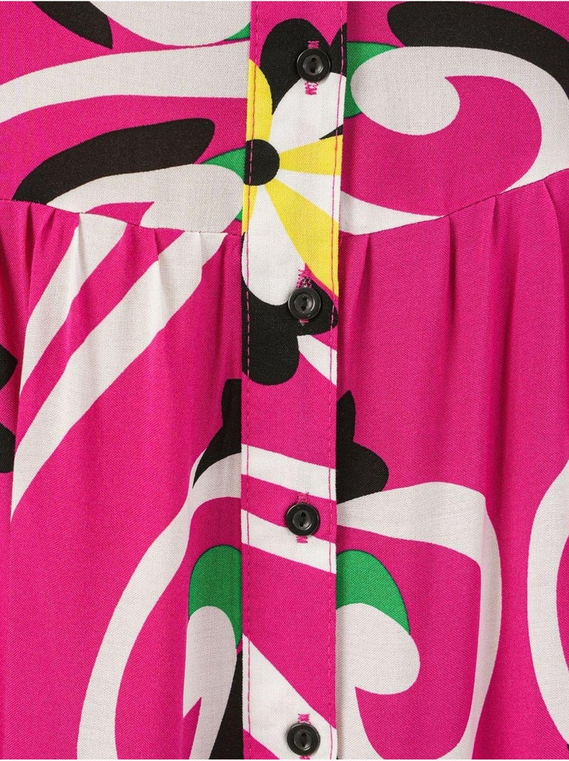 Vestido largo estampado con cuello de pico bdart Rosa fucsia - Kiabi