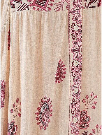Vestido largo estampado con cuello de pico bdart