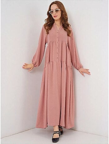 Vestido largo estampado con cuello de pico bdart