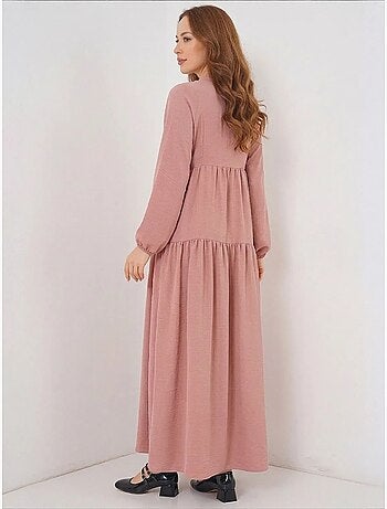 Vestido largo estampado con cuello de pico bdart