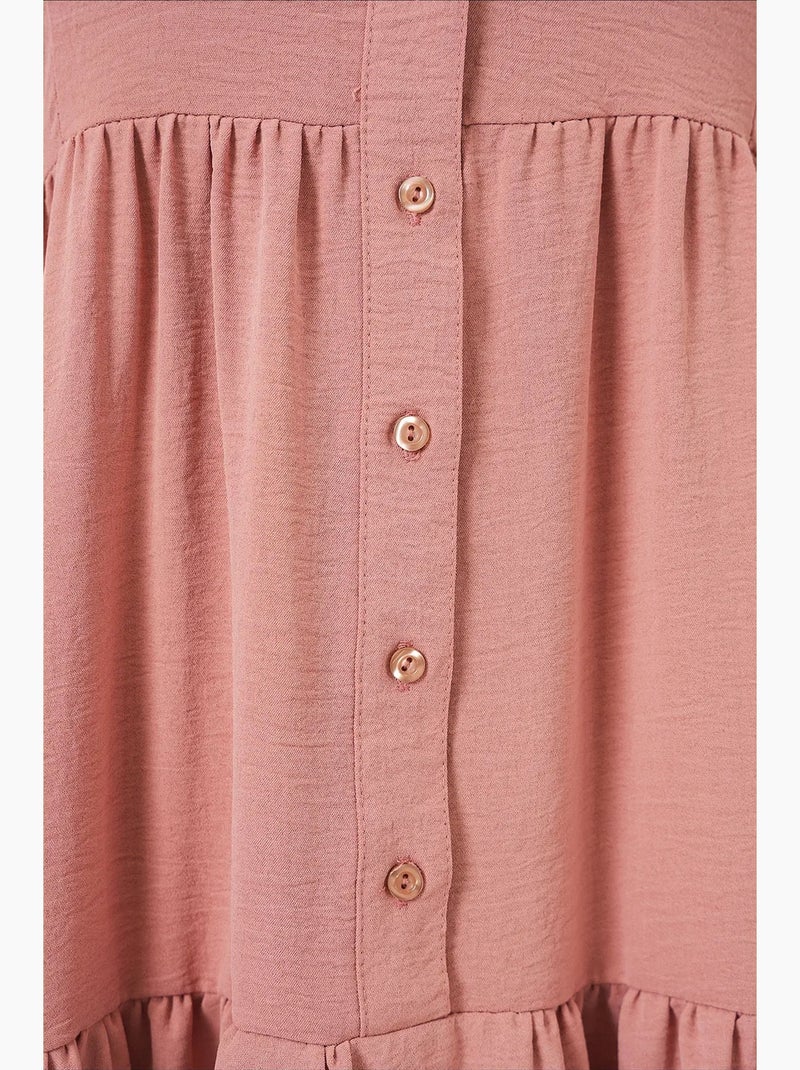 Vestido largo estampado con cuello de pico bdart Rosa viejo - Kiabi