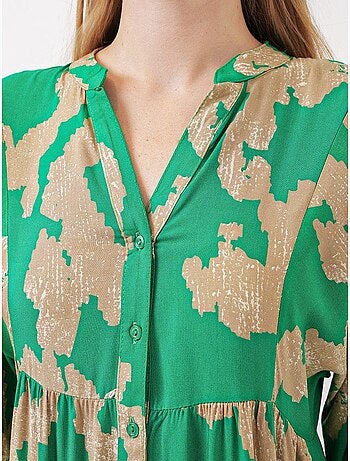 Vestido largo estampado con cuello de pico bdart