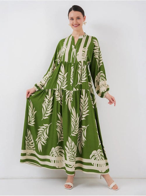 Vestido largo estampado con cuello de pico bdart - Kiabi