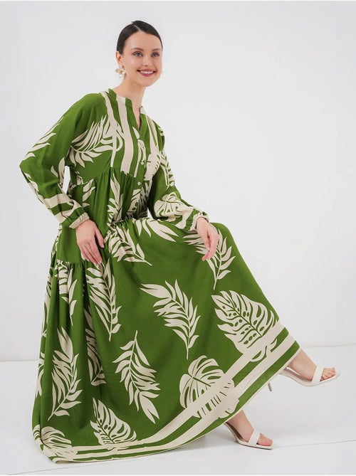 Vestido largo estampado con cuello de pico bdart - Kiabi