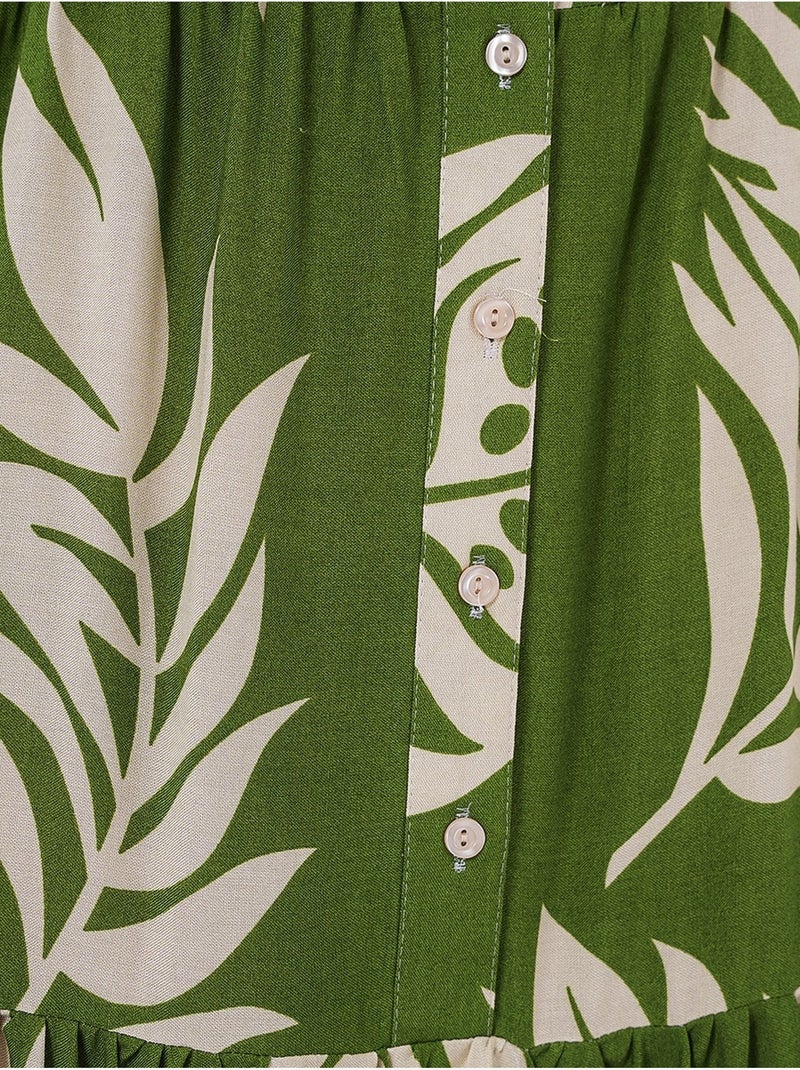 Vestido largo estampado con cuello de pico bdart Verde botella - Kiabi