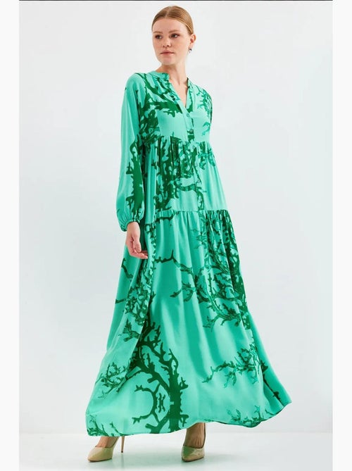 Vestido largo estampado con cuello de pico bdart - Kiabi