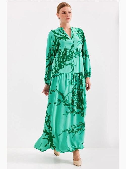 Vestido largo estampado con cuello de pico bdart - Kiabi
