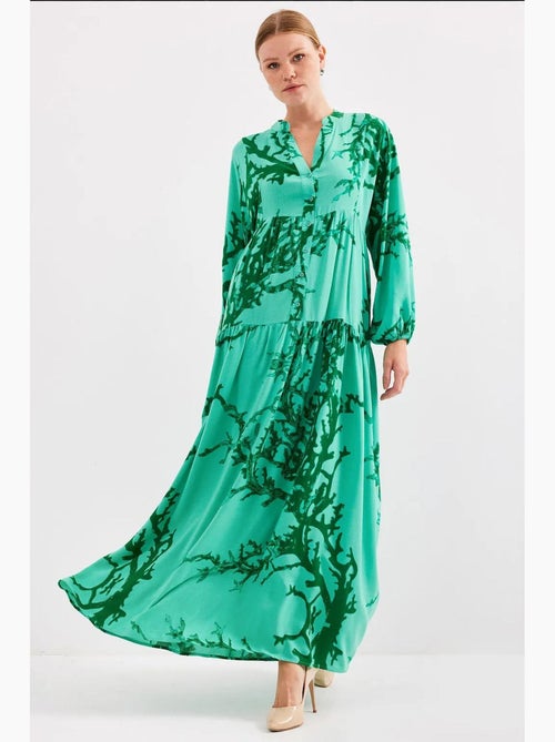 Vestido largo estampado con cuello de pico bdart - Kiabi
