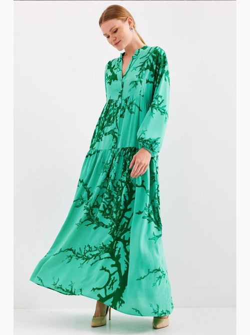Vestido largo estampado con cuello de pico bdart - Kiabi