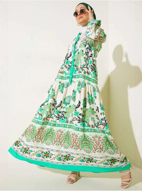 Vestido largo estampado con cuello de pico bdart - Kiabi Vestido largo estampado con cuello de pico bdart - Kiabi