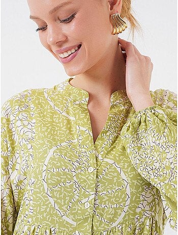 Vestido largo estampado con cuello de pico bdart