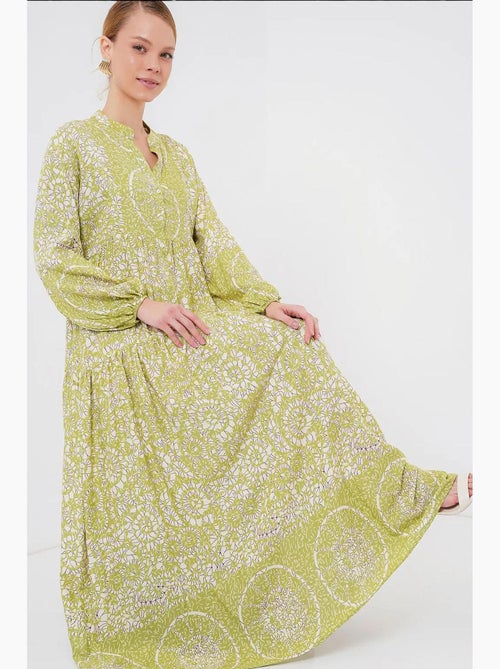 Vestido largo estampado con cuello de pico bdart - Kiabi