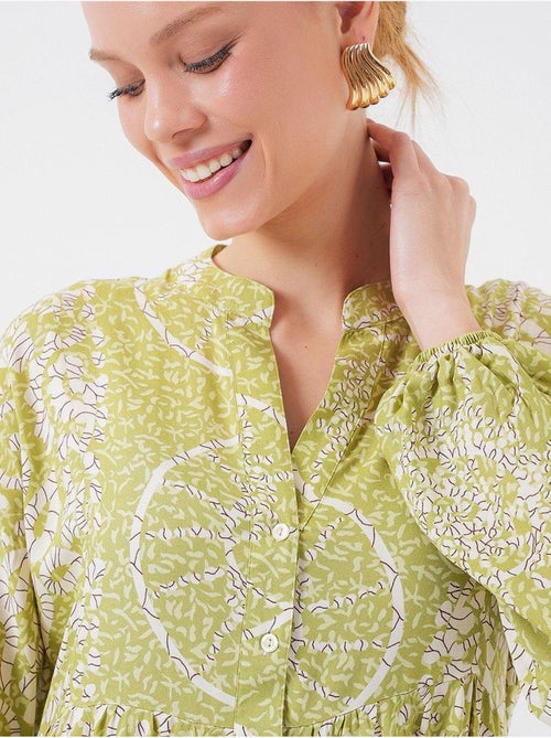 Vestido largo estampado con cuello de pico bdart - Kiabi