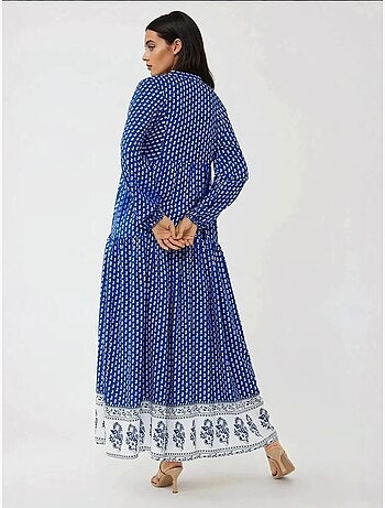 Vestido largo estampado con cuello en v hiccup