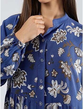 Vestido largo estampado con cuello en v hiccup