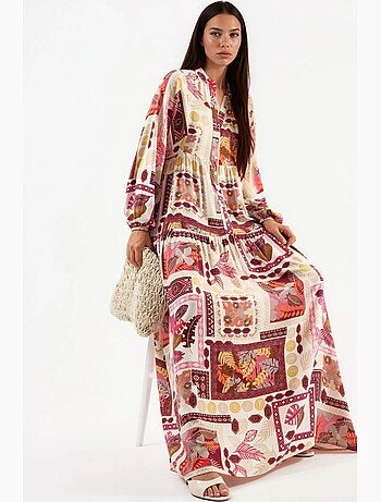 Vestido largo estampado con escote en v hiccup