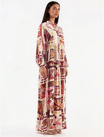 Vestido largo estampado con escote en v hiccup