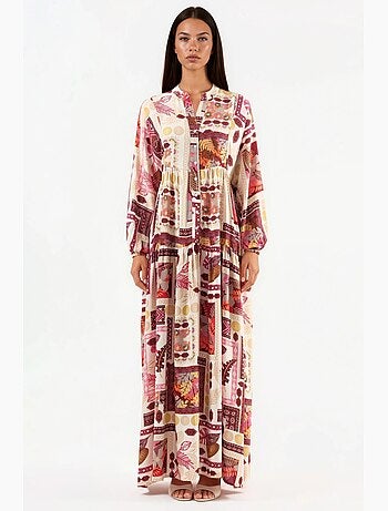 Vestido largo estampado con escote en v hiccup