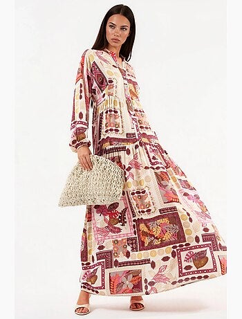 Vestido largo estampado con escote en v hiccup