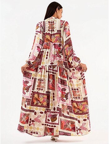 Vestido largo estampado con escote en v hiccup