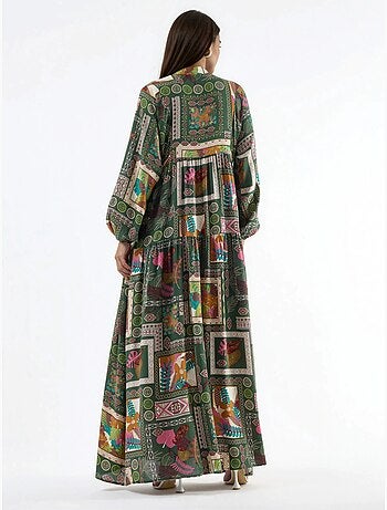 Vestido largo estampado con escote en v hiccup