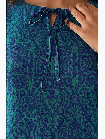 Vestido largo estampado de corte a con cuello redondo hiccup