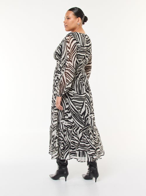 Vestido largo estampado de manga larga - Kiabi