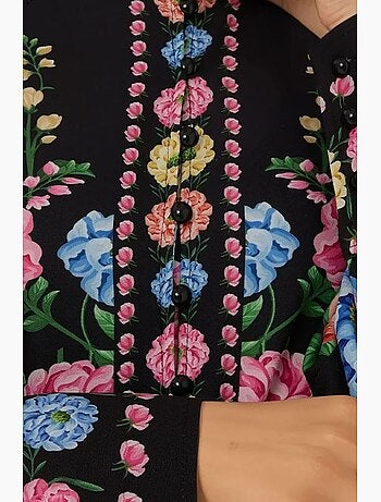 Vestido largo estampado de manga larga con cinturón hiccup