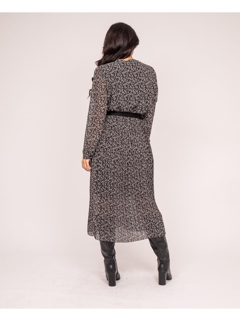 Vestido largo estampado IFLOR Negro - Kiabi