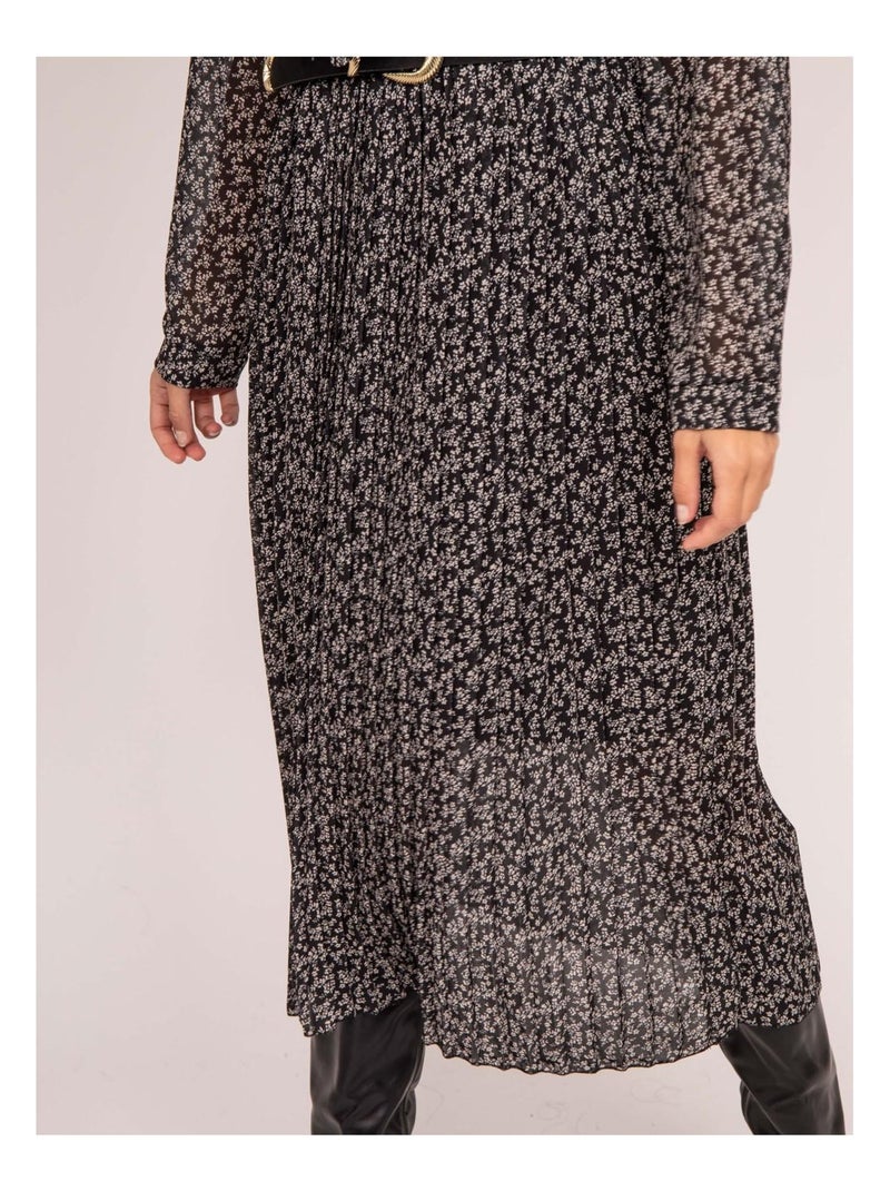 Vestido largo estampado IFLOR Negro - Kiabi